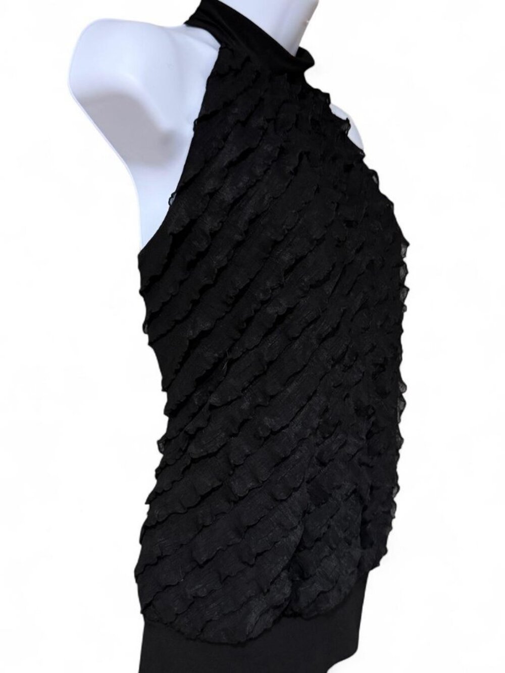 Classy Black Halter Top with Ruffles - Heart Soul